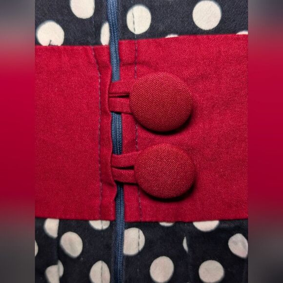 Miusol Navy Polka Dot Dress Large Red Waist Summer Party New Nautical July 4th - Picture 3 of 9